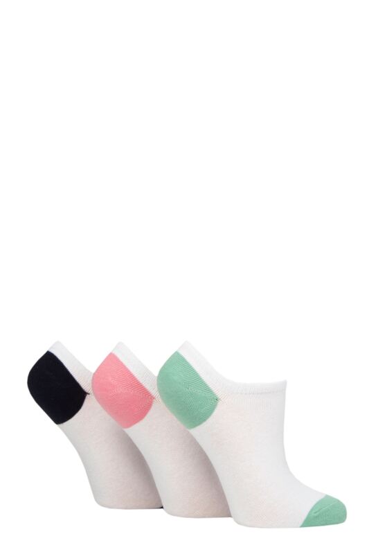 Women's 3 Pair Pringle Plain and Patterned Cotton Trainer Socks