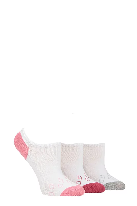 Women's 3 Pair Pringle Plain and Patterned Cotton Trainer Socks