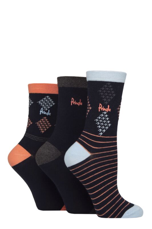 Women's 3 Pair Pringle Patterned Cotton and Recycled Polyester Socks