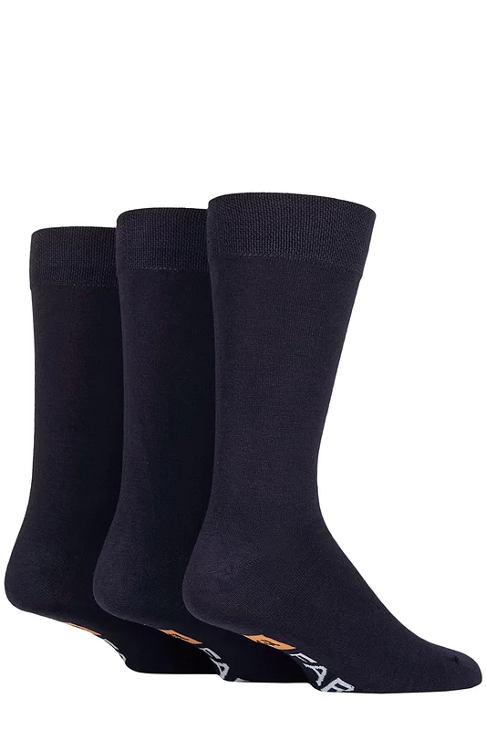 Mens 3 Pair Farah Classic Plain Bamboo and Patterned Socks