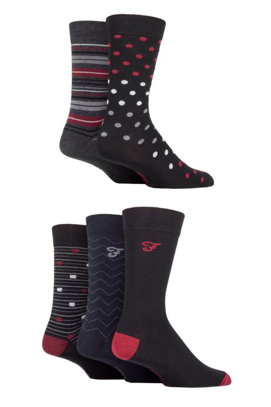Mens 5 Pair Farah Patterned Striped and Argyle Cotton Socks