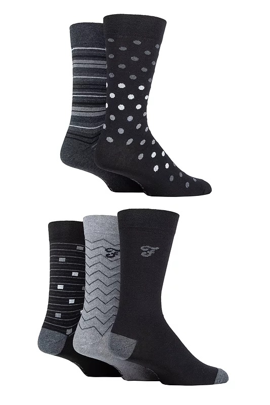 Mens 5 Pair Farah Patterned Striped and Argyle Cotton Socks