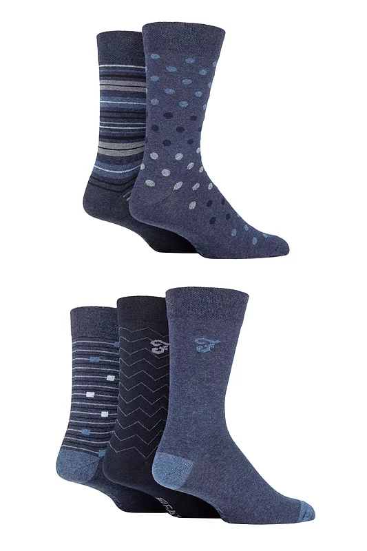 Mens 5 Pair Farah Patterned Striped and Argyle Cotton Socks