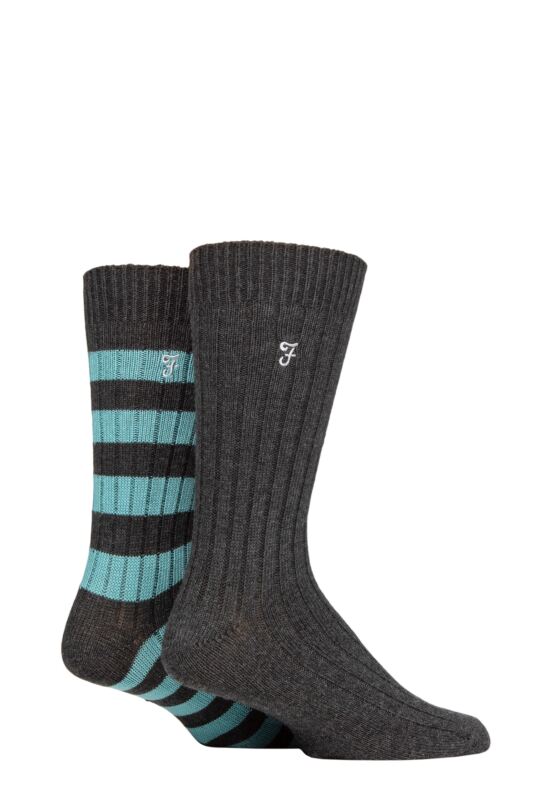 Mens 2 Pair Farah Bamboo Boot Socks