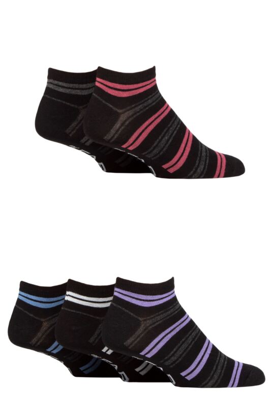 Mens 5 Pair Farah Striped Bamboo Trainer Socks
