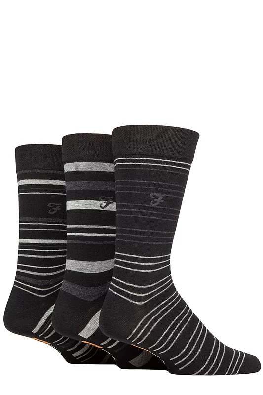 Mens 3 Pair Farah Argyle, Patterned and Striped Cotton Socks