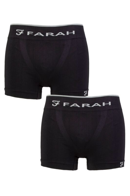 Mens 2 Pack Farah Seamless Trunks Black S