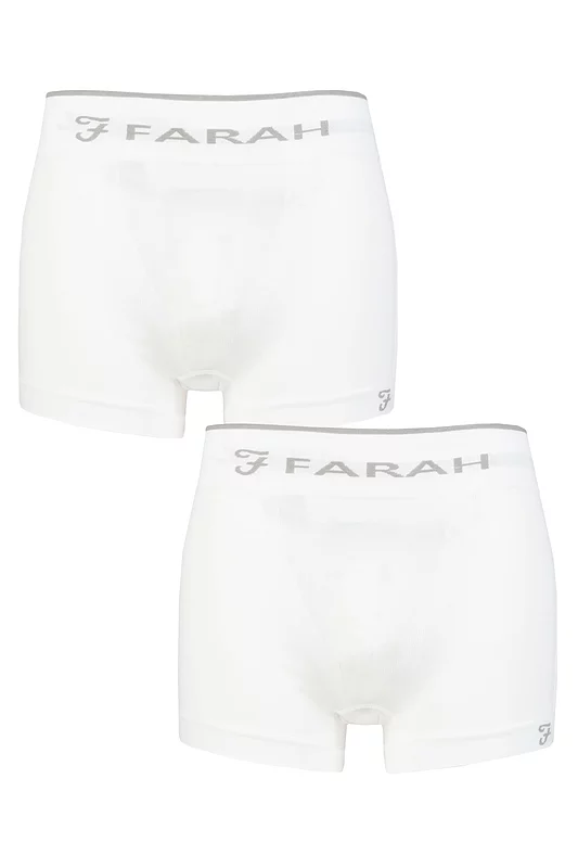 Mens 2 Pack Farah Seamless Trunks White XL