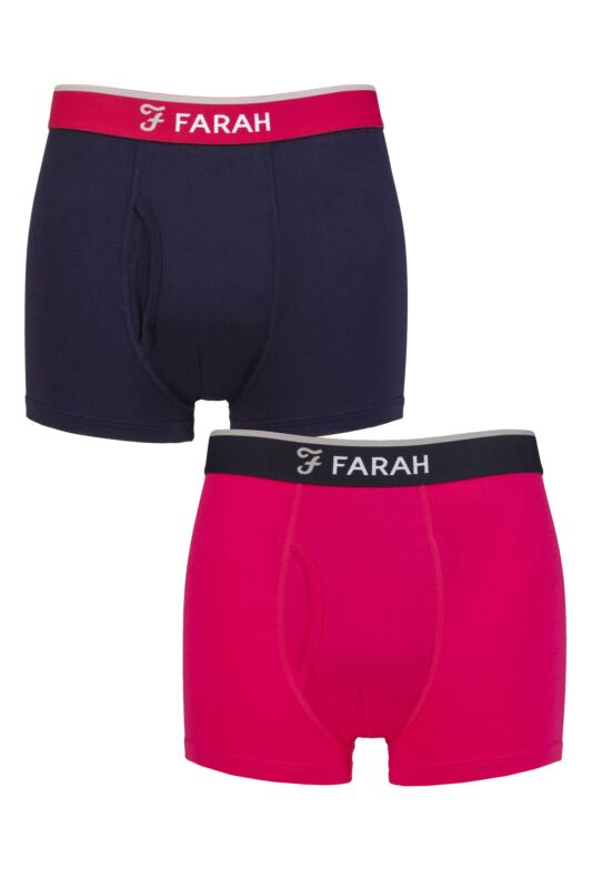 Mens 2 Pair Farah Plain Bamboo Keyhole Trunks