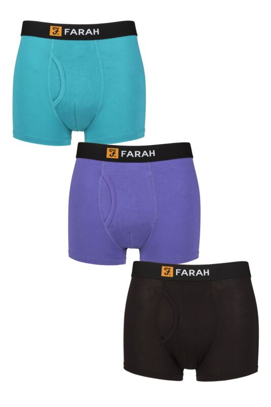 Mens 3 Pack Farah Bamboo Fitted Keyhole Trunks