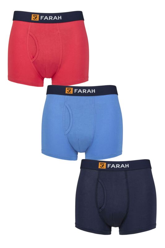 Mens 3 Pack Farah Bamboo Fitted Keyhole Trunks