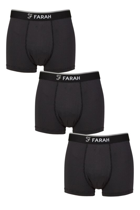 Mens 3 Pack Farah Sports Fitted Trunks Black L