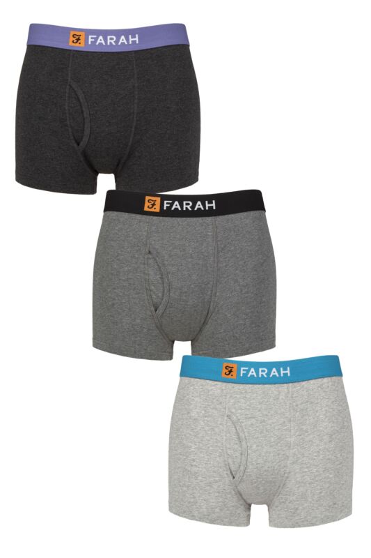 Mens 3 Pack Farah Cotton Keyhole Trunks
