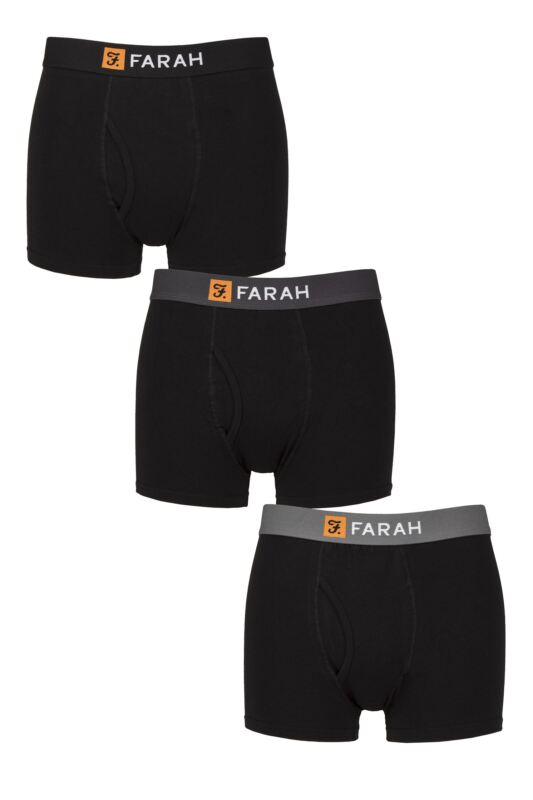 Mens 3 Pack Farah Cotton Keyhole Trunks