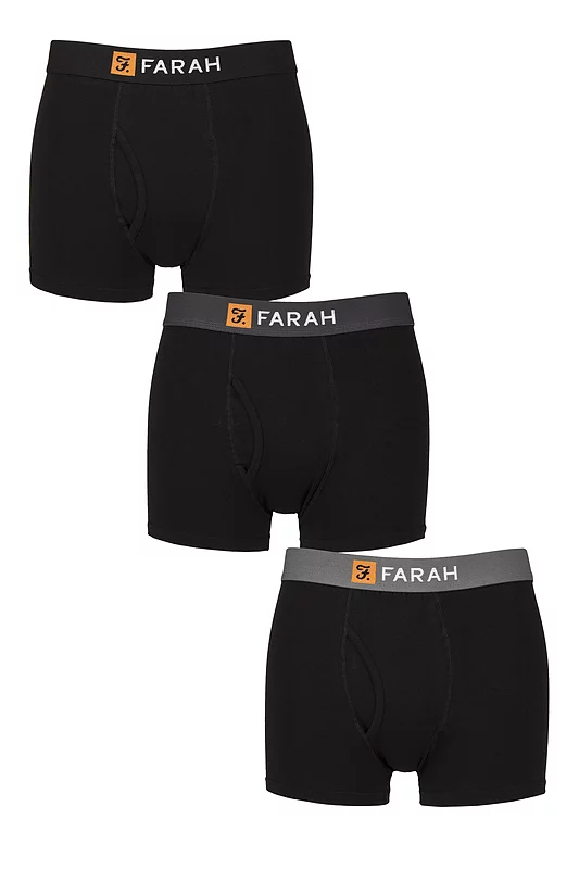 Mens 3 Pack Farah Cotton Keyhole Trunks