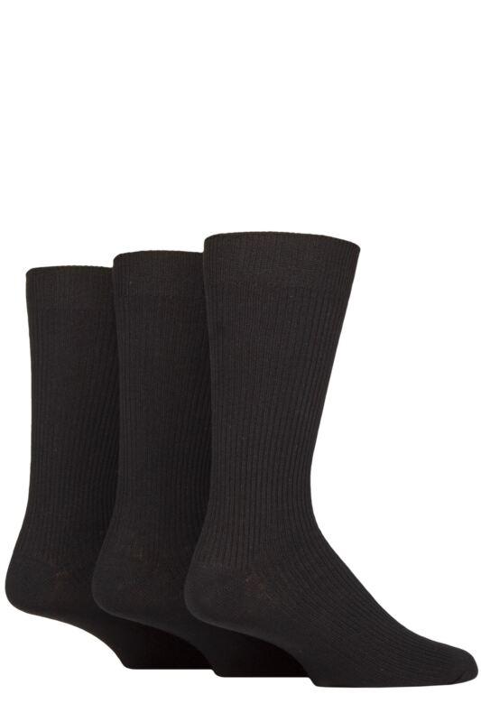 Mens 3 Pair Glenmuir Laird Cotton Ribbed Trouser Socks