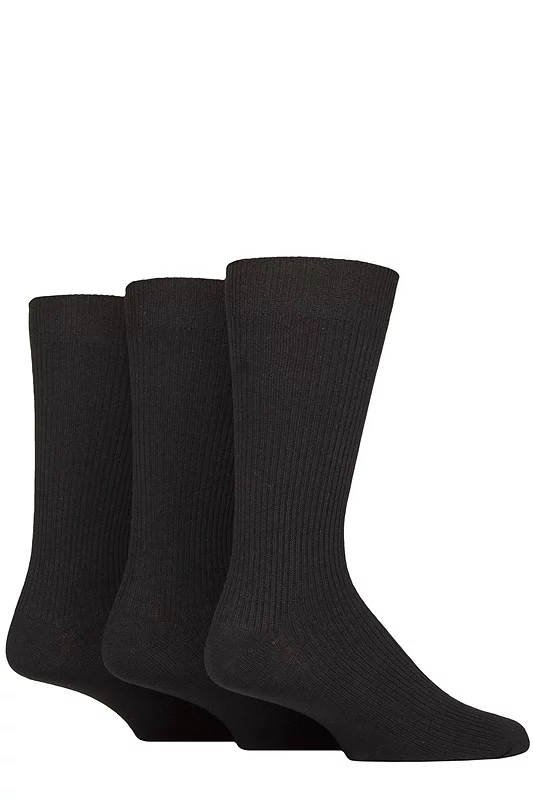 Mens 3 Pair Glenmuir Laird Cotton Ribbed Trouser Socks