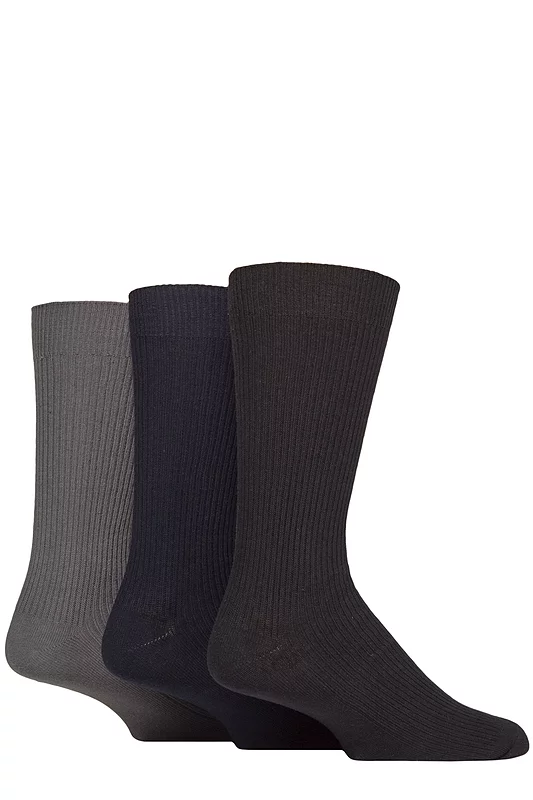 Mens 3 Pair Glenmuir Laird Cotton Ribbed Trouser Socks