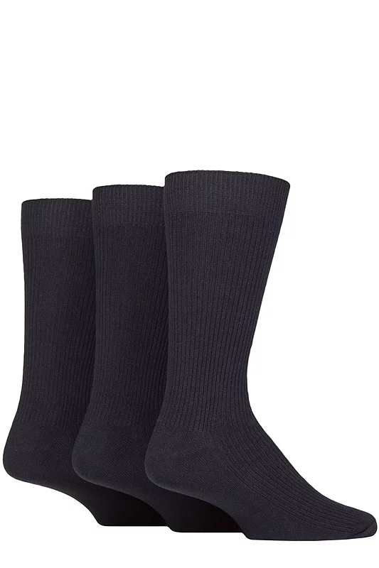 Mens 3 Pair Glenmuir Laird Cotton Ribbed Trouser Socks