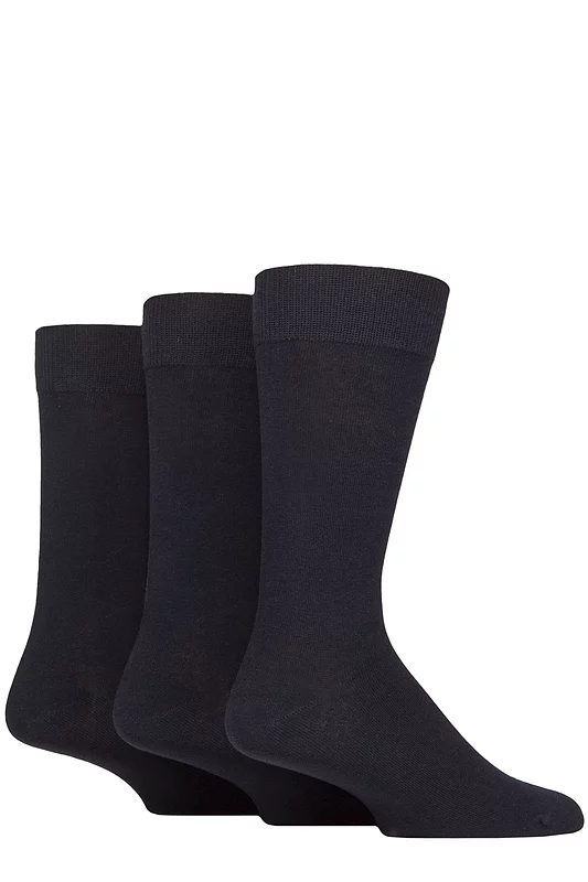 Mens 3 Pair Glenmuir Endrick Cotton Plain Trouser Socks