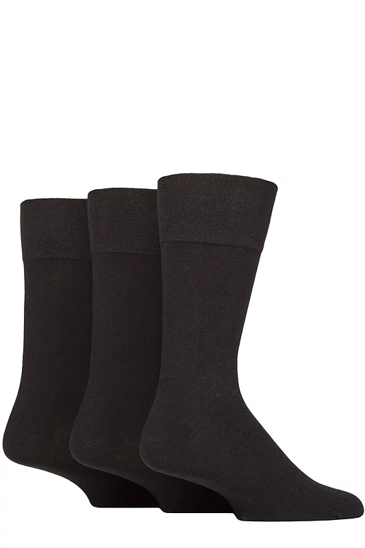 Mens 3 Pair Glenmuir Dunvegan Comfort Cuff Plain Cotton Socks