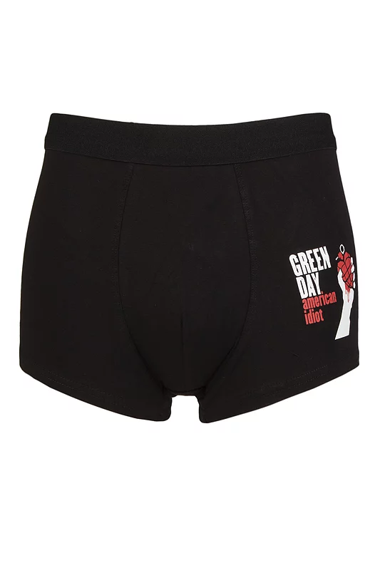SOCKSHOP Music Collection 1 Pack Green Day Boxer Shorts Black Medium