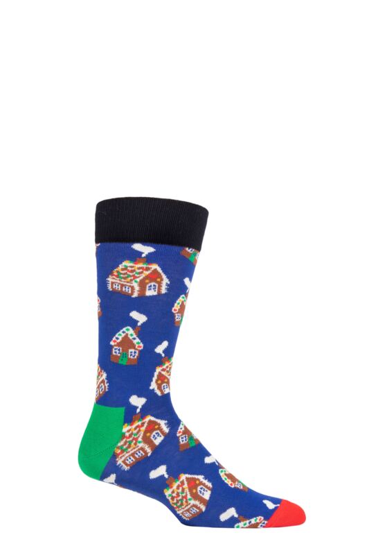 Mens and Women's 1 Pair Happy Socks Gingerbread House Socks