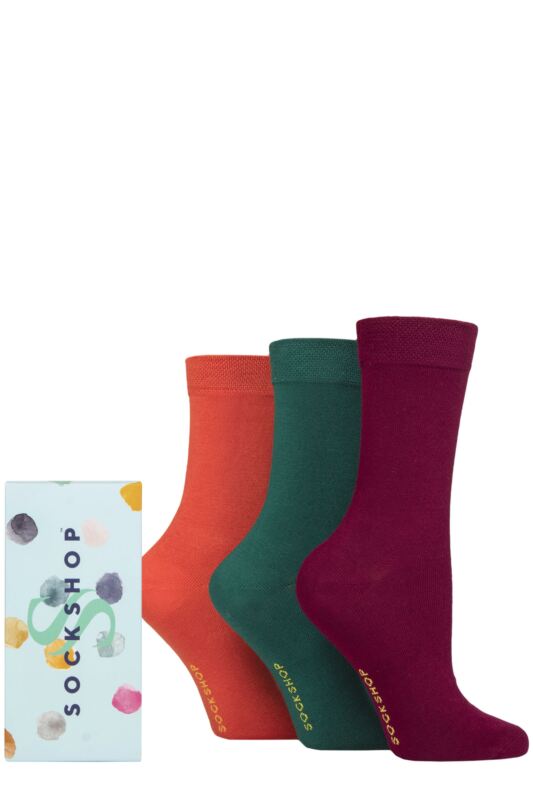Women's 3 Pair SOCKSHOP Bamboo Bright Gift Boxed Socks California Dreamin' 4-8 Ladies