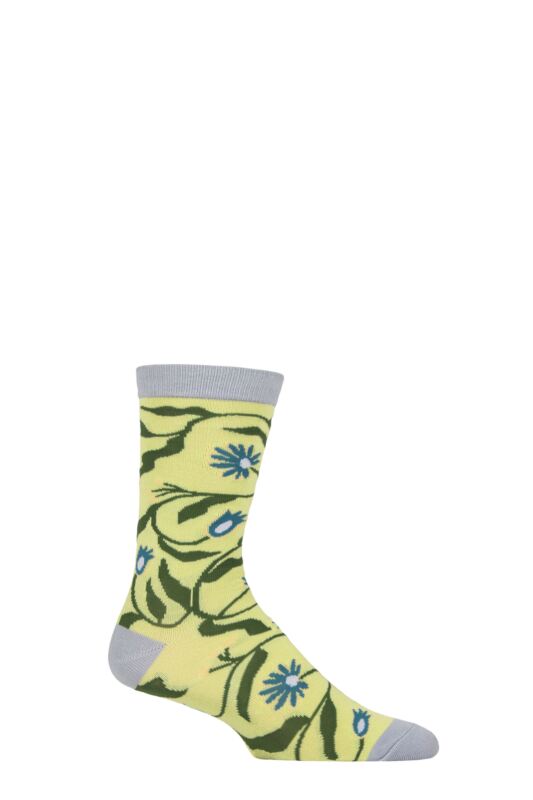 1 Pair Shared Earth Bamboo Blue Flowers Socks Multi 7-12