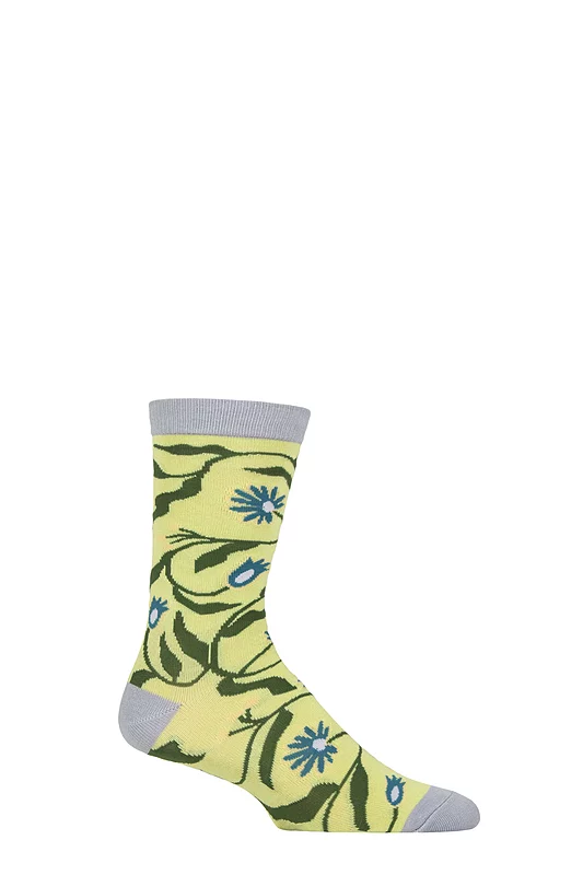 1 Pair Shared Earth Bamboo Blue Flowers Socks