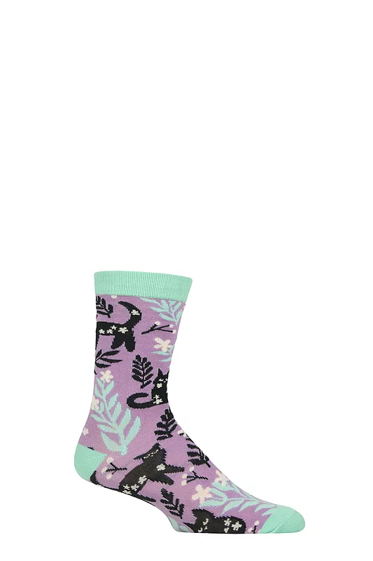 1 Pair Shared Earth Bamboo Black Cats Socks