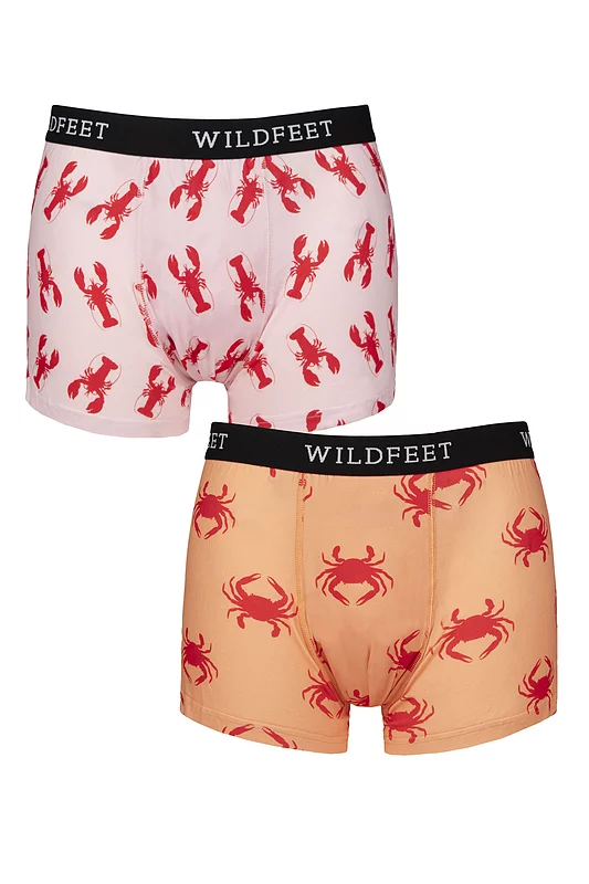 Mens 2 Pair SOCKSHOP Wildfeet Patterned Trunks Lobster M