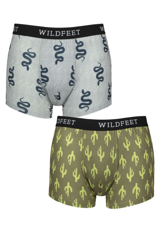 Mens 2 Pair SOCKSHOP Wildfeet Patterned Trunks