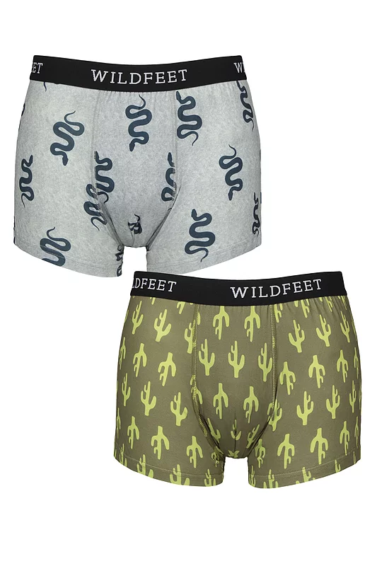 Mens 2 Pair SOCKSHOP Wildfeet Patterned Trunks Snake / Cactus M