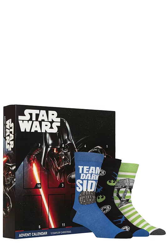 Mens 12 Pair SOCKSHOP Disney Star Wars 12 Days of Christmas Advent Calendar