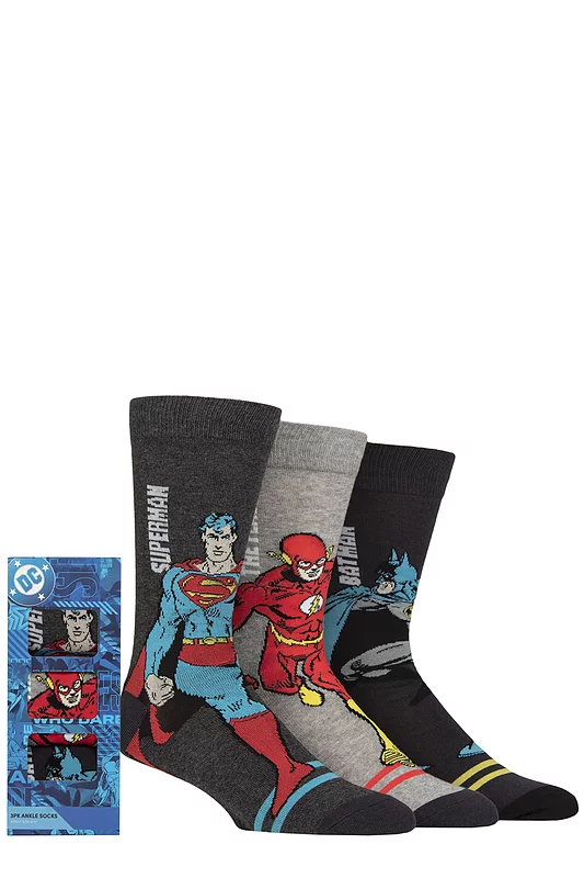 Mens 3 Pair SOCKSHOP DC Heroes Gift Boxed Cotton Socks Multi 6-11 Mens