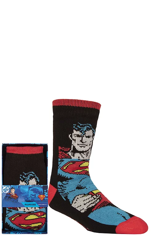 Mens 1 Pair SOCKSHOP DC Superman Gift Boxed Slipper Socks