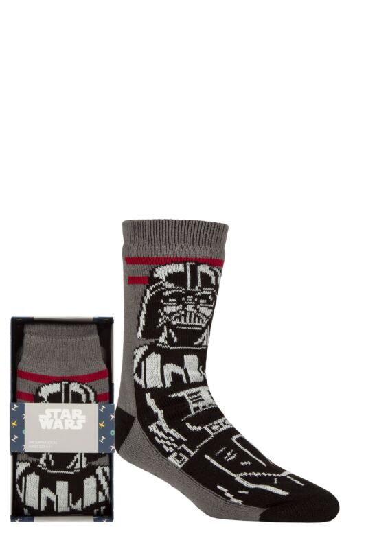 Mens 1 Pair SOCKSHOP Star Wars Darth Vader Gift Boxed Slipper Socks