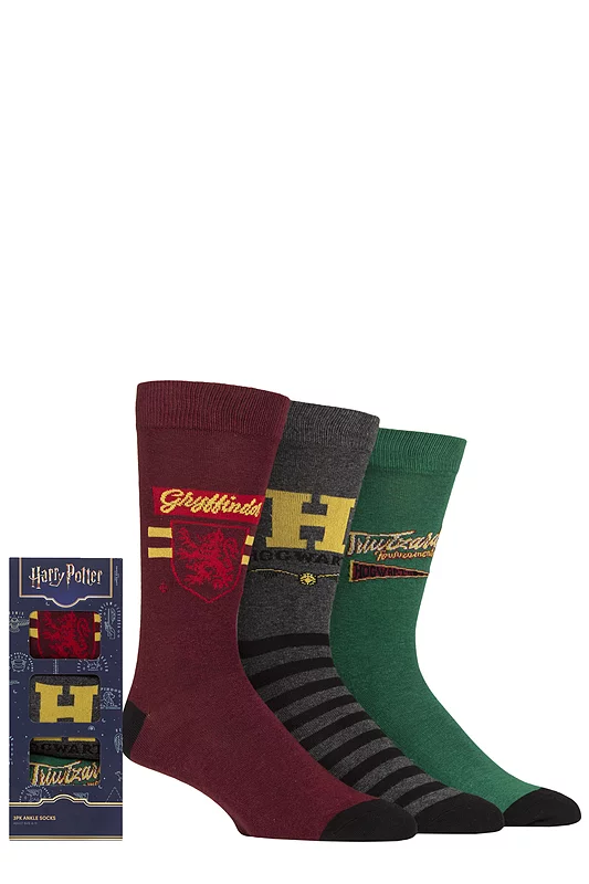 Mens 3 Pair SOCKSHOP Harry Potter Gift Boxed Cotton Socks