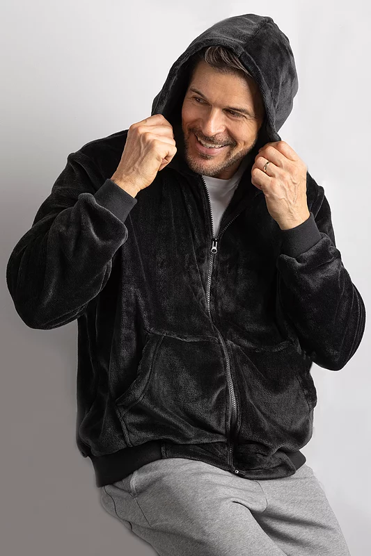 Mens 1 Pack Heat Holders Lounge Hoodie Black S/M