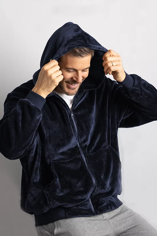 Mens 1 Pack Heat Holders Lounge Hoodie Navy S/M