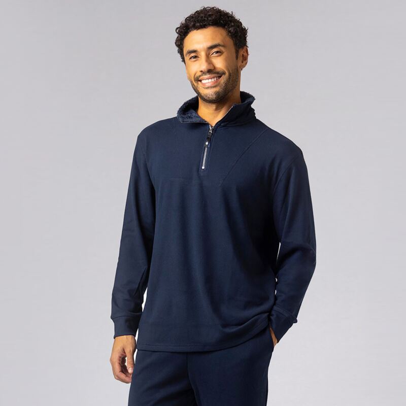 Mens 1 Pack Heat Holders Quarter Zip Thermal Lounge Top