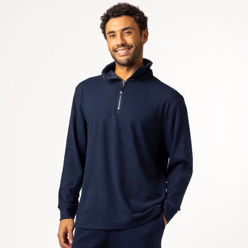 Mens 1 Pack Heat Holders Quarter Zip Thermal Lounge Top