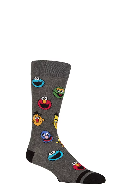 Mens 1 Pair SOCKSHOP Sesame Street Cotton Socks Multi 6-11 Mens