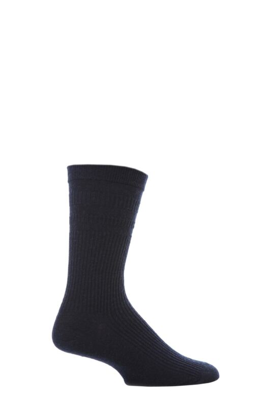 Mens 1 Pair HJ Hall Original Wool Softop Socks Navy 13-15
