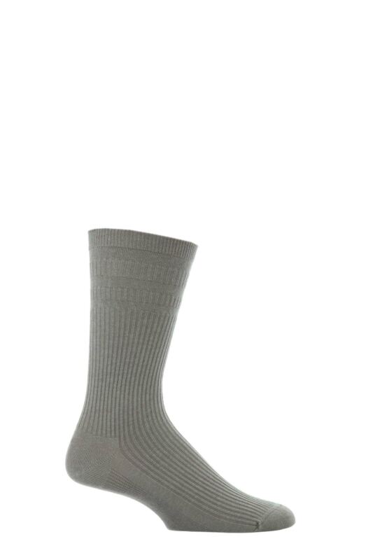 Mens 1 Pair HJ Hall Extra Wide Wool Softop Socks Mid Grey 6-11