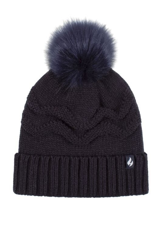 Women's 1 Pack Heat Holders Cotswolds Turnover Pom Pom Hat