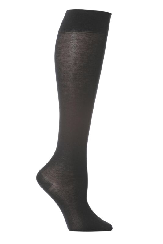 Women's 1 Pair Falke Cotton Touch Knee High Socks Black 35-38