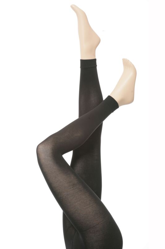 Women's 1 Pair Falke Cotton Touch Footless Tights Anthracite Mix Large