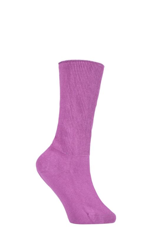Women's 1 Pair IOMI FootNurse Oedema Extra Wide Cotton Socks Pink 4-7